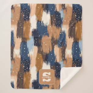 Couverture Sherpa Brosses Abstraites en bleu, blanc et Brown (2)