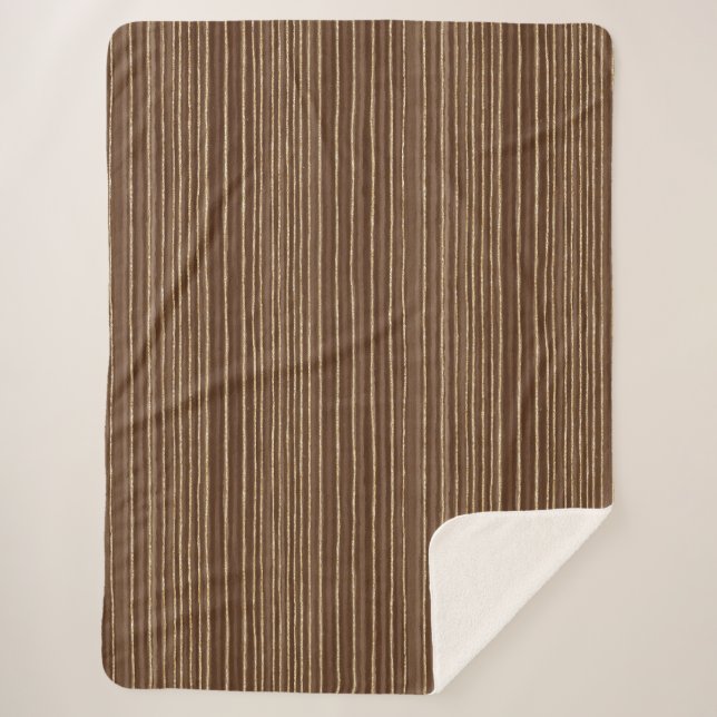 Couverture Sherpa Brown Gold Stripes Christmas (Devant)