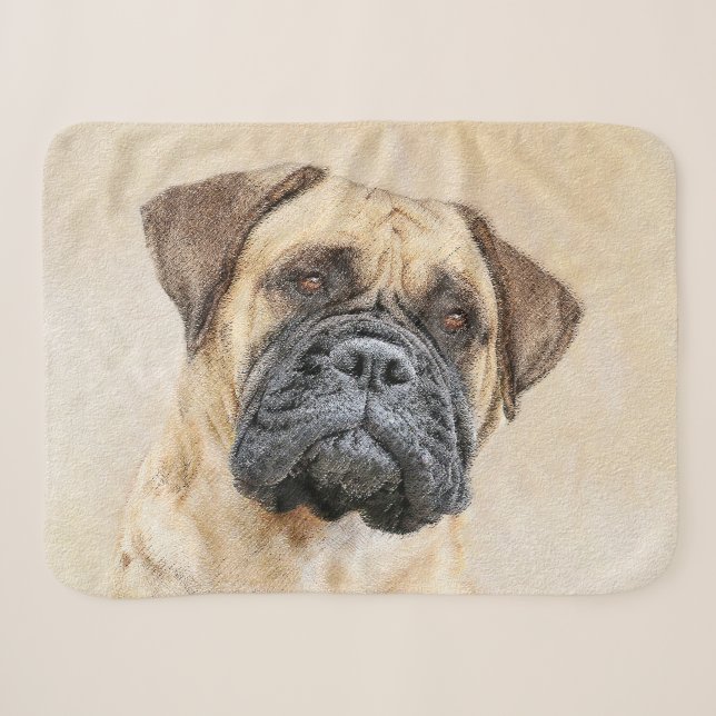 Couverture Sherpa Bullmastiff Peinture - Joli chien d'origine art (Devant (Horizontal))
