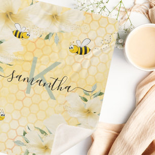 Couverture Sherpa Bumble abeilles florales jaune nid d'abeille amusa