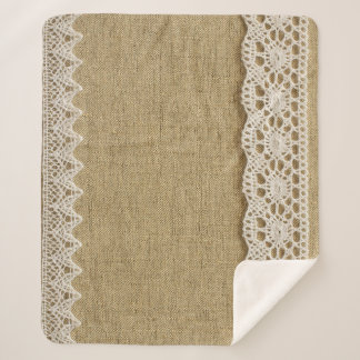 Couverture Sherpa Burlap, dentelle texture tissu.