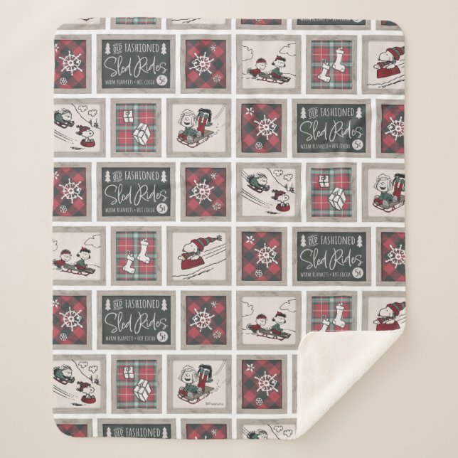 Couverture Sherpa cacahuètes | Ancien Motif de traîneau (Devant)