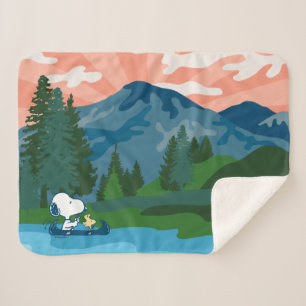 Couverture Sherpa cacahuètes   Canoë Snoopy & Woodstock
