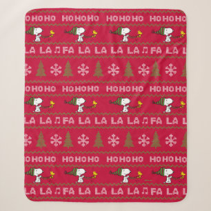 Couverture Sherpa cacahuètes   Chandail de Noël Snoopy & Woodstock