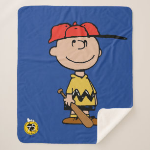 Couverture Sherpa cacahuètes   Charlie Brown Baseball Smile