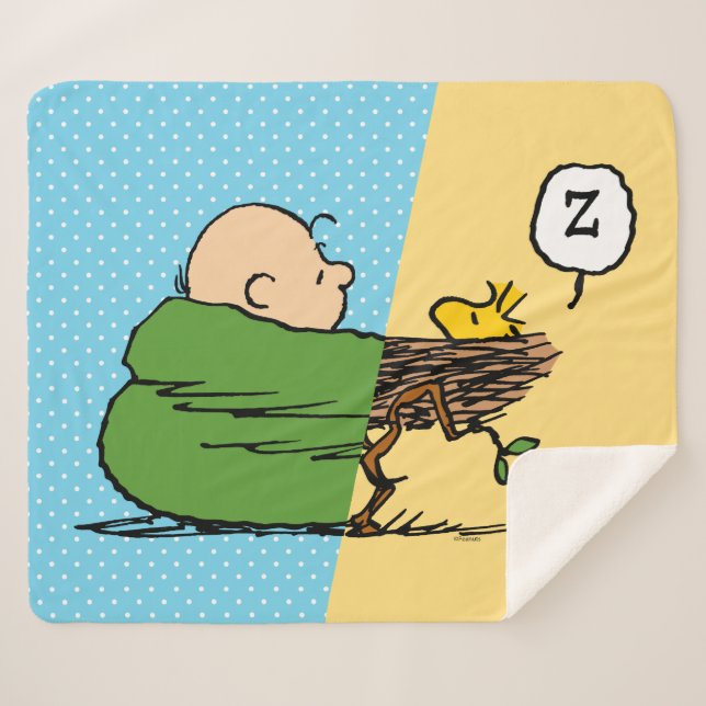 Couverture Sherpa cacahuètes | Charlie Brown & Woodstock Half & Half (Devant (Horizontal))