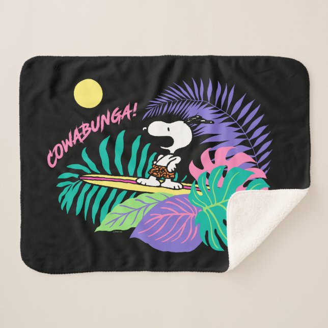 Couverture Sherpa cacahuètes | Cowabunga Snoopy (Devant (Horizontal))
