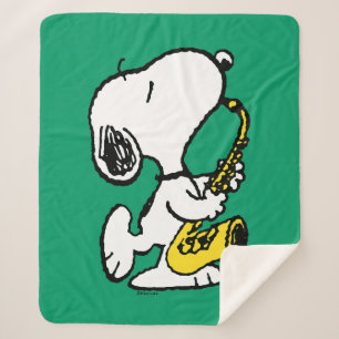 Couverture Sherpa cacahuètes Lecteur Snoopy Saxophone