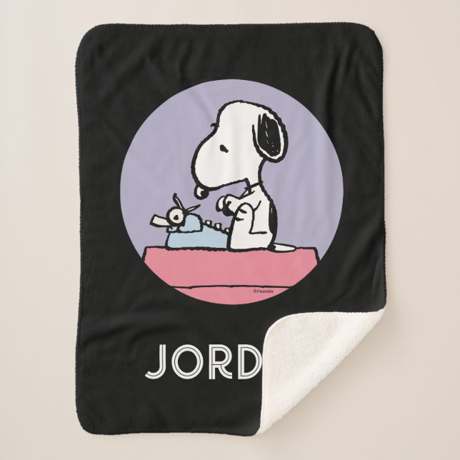 Couverture Sherpa cacahuètes | Snoopy à la machine à écrire (Devant)