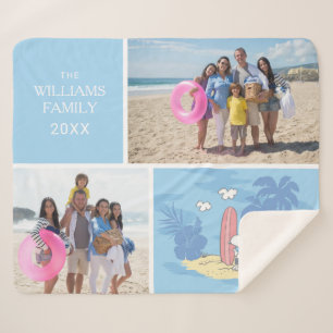 Couverture Sherpa cacahuètes   Snoopy Beach   Ajouter Votre Nom Et P
