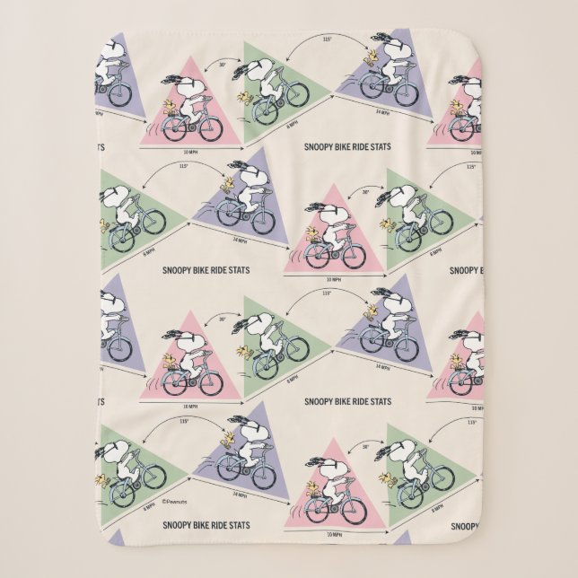 Couverture Sherpa cacahuètes | Snoopy Bike Ride Stats (Devant)