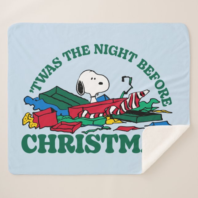 Couverture Sherpa cacahuètes | Snoopy 'C'était la nuit avant Noël (Devant (Horizontal))