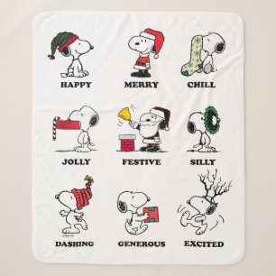 Couverture Sherpa cacahuètes Snoopy Christmas Holiday Moods