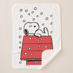 Couverture Sherpa cacahuètes Snoopy Doghouse Snowflakes