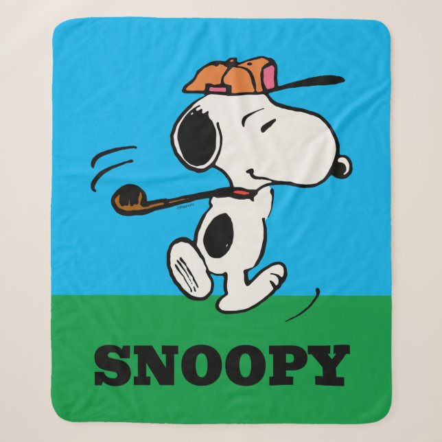 Couverture Sherpa cacahuètes | Snoopy Golf Swing (Devant)