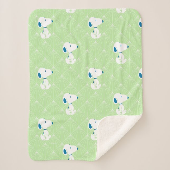 Couverture Sherpa cacahuètes | Snoopy Green Deco Dreams (Devant)