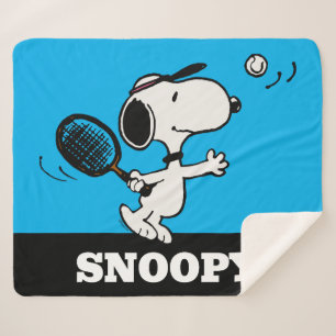 Couverture Sherpa cacahuètes Snoopy Joue Au Tennis