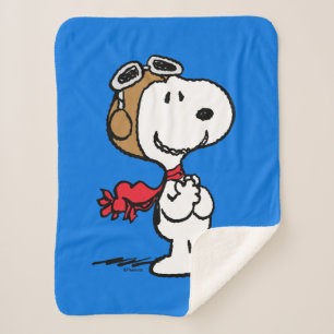 Couverture Sherpa cacahuètes Snoopy L'As Volant