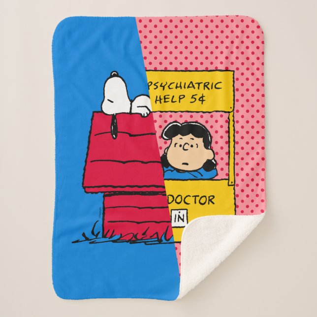 Couverture Sherpa cacahuètes | Snoopy & Lucy Half & Half (Devant)