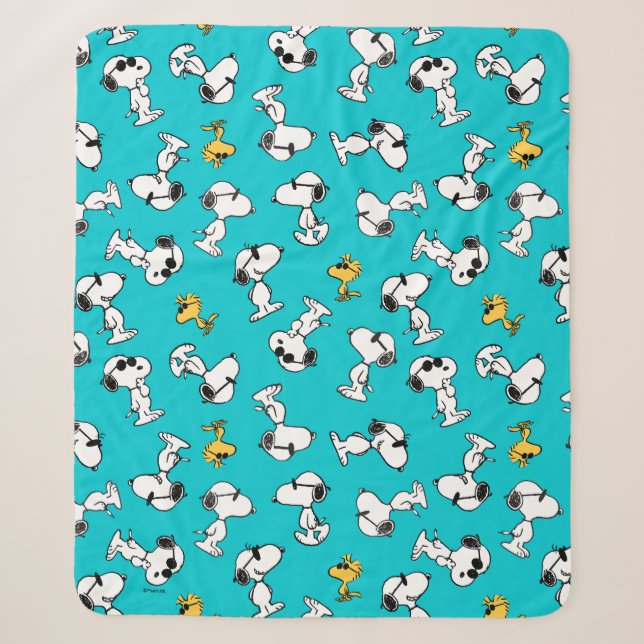 Couverture Sherpa cacahuètes | Snoopy & Lunettes de soleil Motif (Devant)