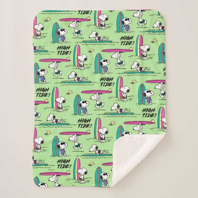 Couverture Sherpa cacahuètes | Snoopy Ocean High Tide Motif (Devant)