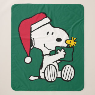 Couverture Sherpa cacahuètes Snoopy Père Noël & Woodstock Cadeau
