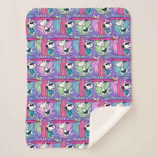 Couverture Sherpa cacahuètes   Snoopy Purple Surf Motif