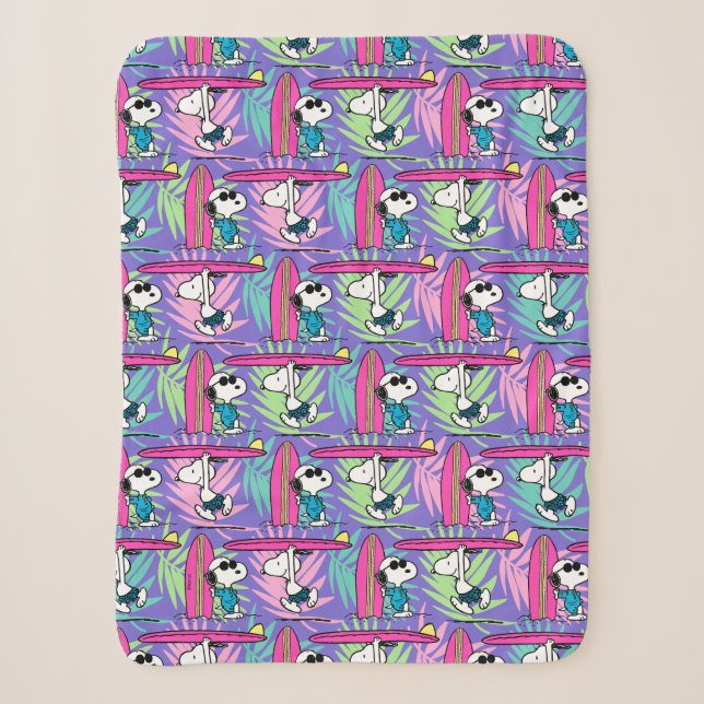 Couverture Sherpa cacahuètes | Snoopy Purple Surf Motif (Devant)