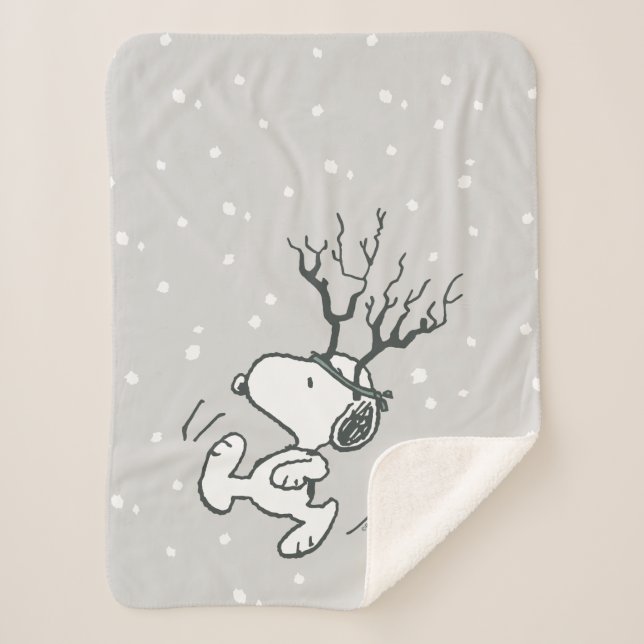 Couverture Sherpa cacahuètes | Snoopy Reindeer (Devant)