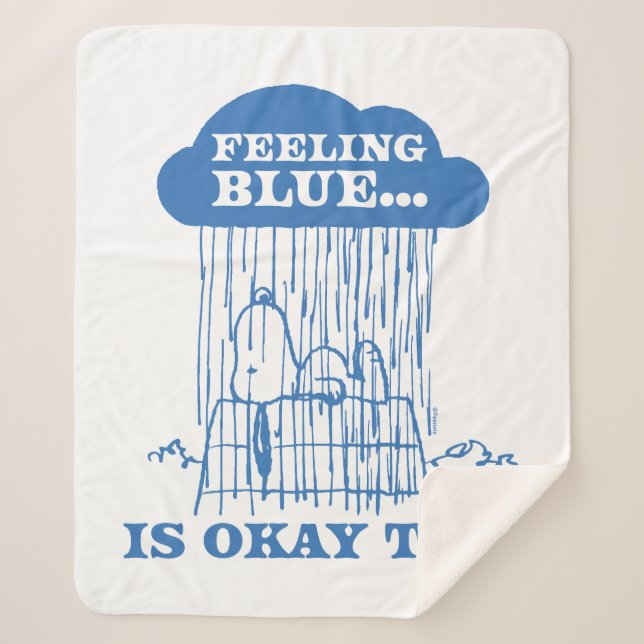 Couverture Sherpa cacahuètes | Snoopy Sentiment Bleu Est OK Aussi (Devant)