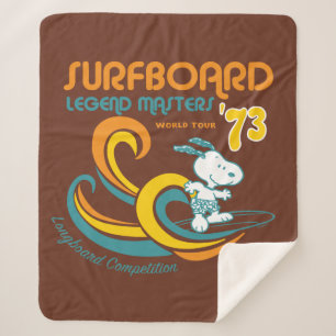 Couverture Sherpa cacahuètes   Snoopy Surboard Longboard Competition