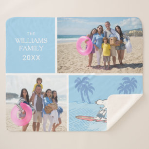 Couverture Sherpa cacahuètes   Snoopy Surfing   Ajouter Votre Nom Et