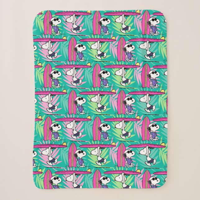 Couverture Sherpa cacahuètes | Snoopy Turquoise Surf Motif (Devant)