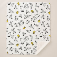 cacahuètes | Snoopy & Woodstock B&W Flower Motif