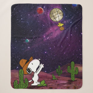 Couverture Sherpa cacahuètes   Snoopy & Woodstock Cowboy