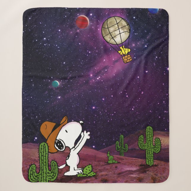 Couverture Sherpa cacahuètes | Snoopy & Woodstock Cowboy (Devant)