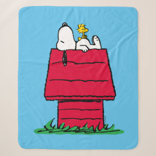 Couverture Sherpa cacahuètes Snoopy & Woodstock Doghouse