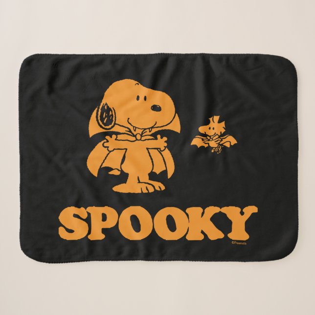Couverture Sherpa cacahuètes | Snoopy & Woodstock Éffrayant (Devant (Horizontal))