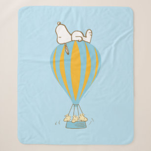 Couverture Sherpa cacahuètes   Snoopy & Woodstock Hot Air Balloon