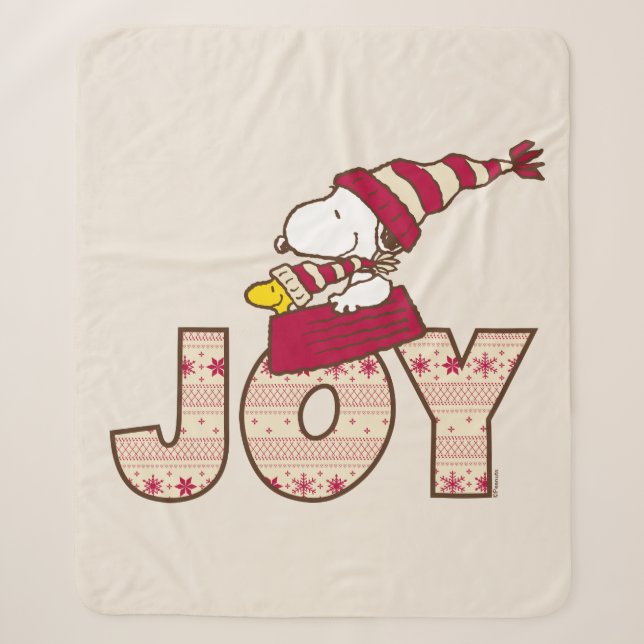 Couverture Sherpa cacahuètes | Snoopy & Woodstock Joy Sled Ride (Devant)