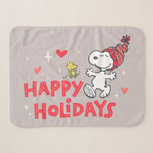 Couverture Sherpa cacahuètes Snoopy & Woodstock Joyeuses Fêtes