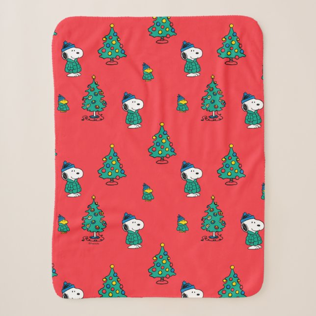 Couverture Sherpa cacahuètes | Snoopy & Woodstock Red Christmas (Devant)