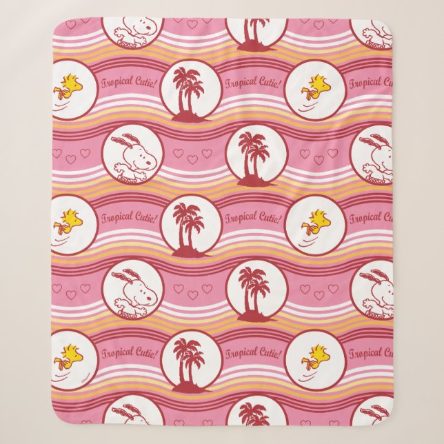 Couverture Sherpa cacahuètes | Snoopy & Woodstock Tropical Cutie (Devant)
