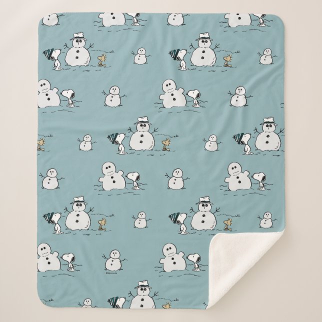 Couverture Sherpa cacahuètes | Snoopy & Woodstock Winter Break Motif (Devant)
