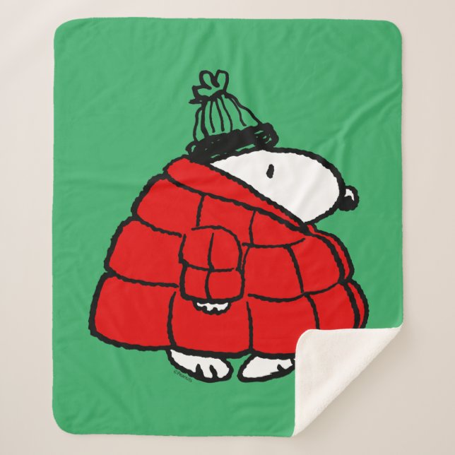 Couverture Sherpa cacahuètes | Veste Snoopy Red Puffer (Devant)