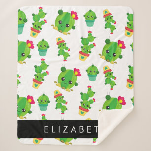 Couverture Sherpa Cactus mignons, Cactus Motif, Succulent, Votre Nom