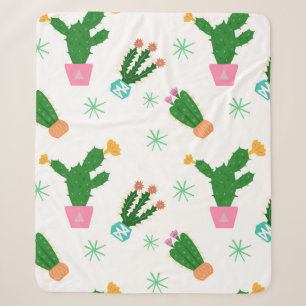 Couverture Sherpa Cactus vintage sans soudure motif, ornementen répé