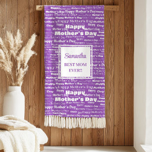 Couverture Sherpa Cadeau de fête des mères écriture violette élégant