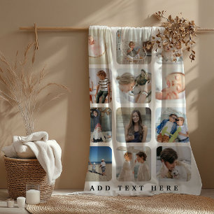 Couverture Sherpa Cadeau de grille de collage de photos de famille t