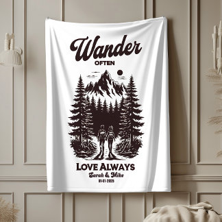 Couverture Sherpa Cadeau de mariage personnalisé avec nom et date